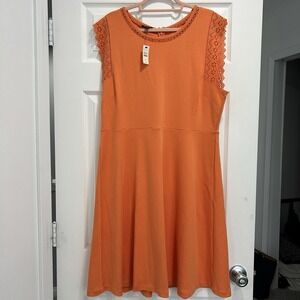 Talbots Womens Size‎ XL Sleeveless Midi Dress Orange Round Neck NWT!!
